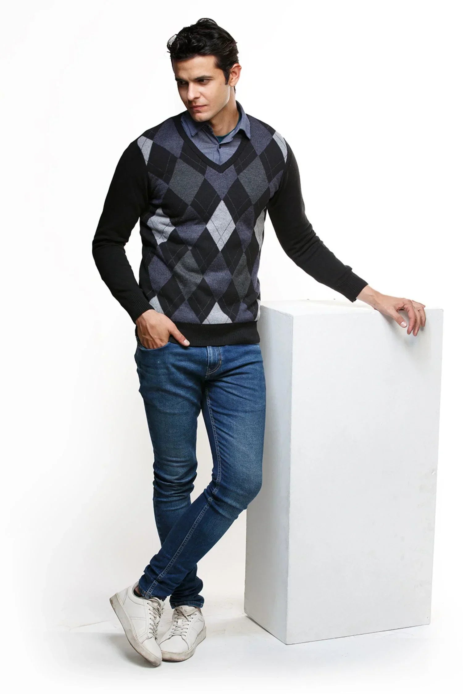 Suéter San Agustín en algodón regenerado rombos – Hombre